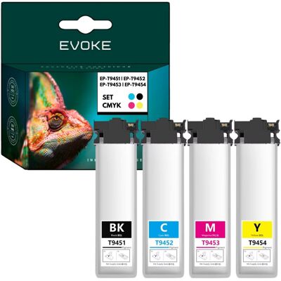 Evoke 4x Tusz Do Drukarki Epson Czarny + Zestaw Kolorów T9451 T9452 T9453 T9454 Evoke 4x Tusz Do Drukarki Epson Czarny + Zestaw Kolorów T9451 T9452 T9453 T9454