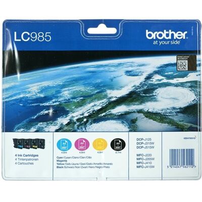 LC985VALBP Zestaw Brother LC985 CMYK Blister Pack 300str DCP-J125 LC985VALBP Zestaw Brother LC985 CMYK Blister Pack 300str DCP-J125