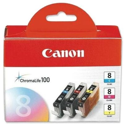oryginalny ink / tusz CLI8CMY, cyan/magenta/yellow, 0621B029, 0621B026, Canon 3-pack C/M/Y iP4200, iP5200, iP5200R, MP500, M oryginalny ink / tusz CLI8CMY, cyan/magenta/yellow, 0621B029, 0621B026, Canon 3-pack C/M/Y iP4200, iP5200, iP5200R, MP500, M