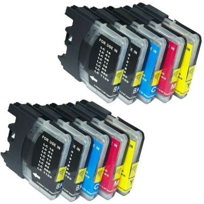 Zestaw 10x tusz do Brother LC980 LC1100 XL DCP-195C DCP-365CN DCP-395CN DCP-145C MFC-790CW zamienniki Zestaw 10x tusz do Brother LC980 LC1100 XL DCP-195C DCP-365CN DCP-395CN DCP-145C MFC-790CW zamienniki