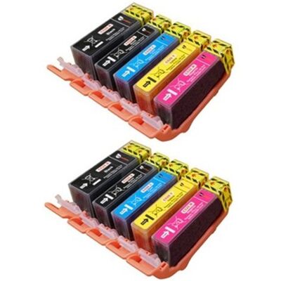 Zestaw 10X Tusz Do Canon Pgi 525 Cli 526 Xl Mg6150 Mg6250 Mg8150 Cmyk Zamienniki Zestaw 10X Tusz Do Canon Pgi 525 Cli 526 Xl Mg6150 Mg6250 Mg8150 Cmyk Zamienniki