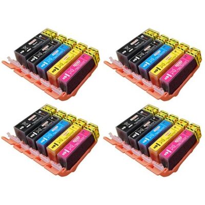 Zestaw 20X Tusz Do Canon Pgi 525 Cli 526 Mg6150 Mg6250 Mg8150 Cmyk Zamienniki Zestaw 20X Tusz Do Canon Pgi 525 Cli 526 Mg6150 Mg6250 Mg8150 Cmyk Zamienniki