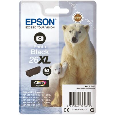 Tusz Epson T2631 Xl (C13t26314012), Photo Black (Czarny Foto) Tusz Epson T2631 Xl (C13t26314012), Photo Black (Czarny Foto)