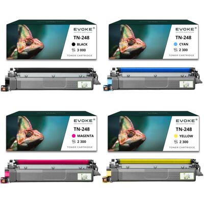 Evoke 4x Toner Do Drukarki Brother Tn248 Xl Zestaw Czterech Kolorów Chip Evoke 4x Toner Do Drukarki Brother Tn248 Xl Zestaw Czterech Kolorów Chip