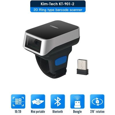 Kim-Tech Bezprzewodowy skaner kodów kreskowych na palec 1D 2D Bluetooth 450mAh szybki Kim-Tech Bezprzewodowy skaner kodów kreskowych na palec 1D 2D Bluetooth 450mAh szybki