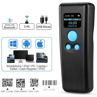 Kim-Tech Mini skaner kodów QR z wyświetlaczem OLED Bluetooth Bezprzewodowy 2.4 i kabel USB Kim-Tech Mini skaner kodów QR z wyświetlaczem OLED Bluetooth Bezprzewodowy 2.4 i kabel USB