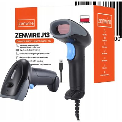 Zenwire Czytnik Skaner Kodów Kreskowych Stacjonarny Laserowy Ean Usb Przewodowy 1d J13 Zenwire Czytnik Skaner Kodów Kreskowych Stacjonarny Laserowy Ean Usb Przewodowy 1d J13
