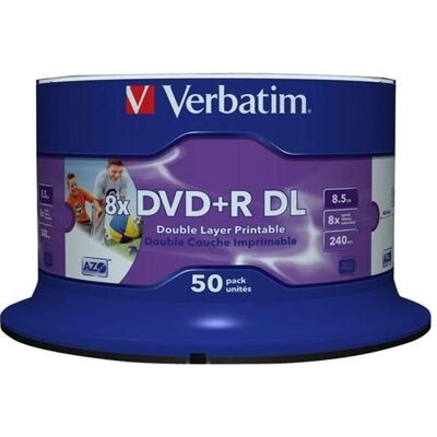 Verbatim Partia 50 DVDR 8x dosłownie - dwuwarstwowa - do druku Import Wielka Brytania Verbatim Partia 50 DVDR 8x dosłownie - dwuwarstwowa - do druku Import Wielka Brytania