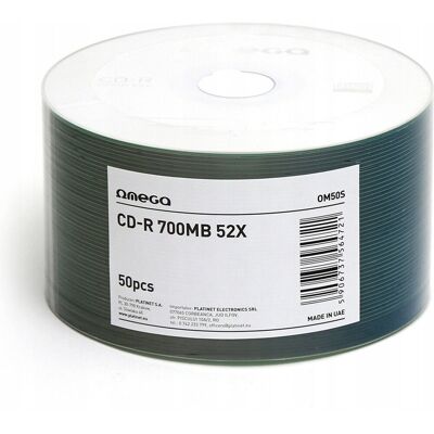 Płyta CD-R 700MB OMEGA 52x w folii (50szt) (56472) Płyta CD-R 700MB OMEGA 52x w folii (50szt) (56472)