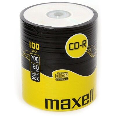 Płyty CD-R MAXELL, 700 MB, 52x, 100 szt. Płyty CD-R MAXELL, 700 MB, 52x, 100 szt.