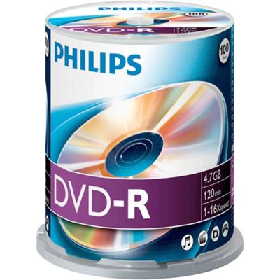 Płyty Dvd-R Philips, 4.7 Gb, 120 Min, 16x, 100 Szt. Płyty Dvd-R Philips, 4.7 Gb, 120 Min, 16x, 100 Szt.