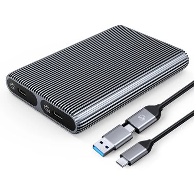 Obudowa zewnętrzna na dwa dyski SSD M.2 (SATA+NVMe) ORICO USB-C 3.2 6Gb/s / 10Gb/s - szara Obudowa zewnętrzna na dwa dyski SSD M.2 (SATA+NVMe) ORICO USB-C 3.2 6Gb/s / 10Gb/s - szara