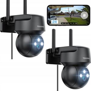 Bezmarkowe TOAIOHO Kamera WiFi Zewnętrzna 2K PTZ 360° IP66 2 sztuki Alarm Bezmarkowe TOAIOHO Kamera WiFi Zewnętrzna 2K PTZ 360° IP66 2 sztuki Alarm