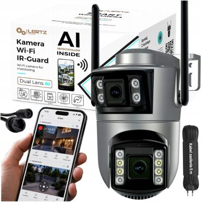 LERTZ Kamera Ip Zewnętrzna Wewnętrzna Wifi Podwójna Obrotowa Icsee Detekcja Ai LERTZ Kamera Ip Zewnętrzna Wewnętrzna Wifi Podwójna Obrotowa Icsee Detekcja Ai