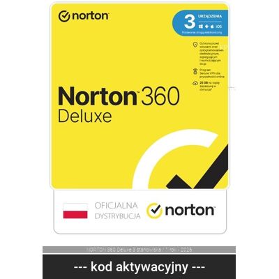 Symantec NORTON 360 Deluxe 3 stanowiska / 1 rok - 2026 Symantec NORTON 360 Deluxe 3 stanowiska / 1 rok - 2026