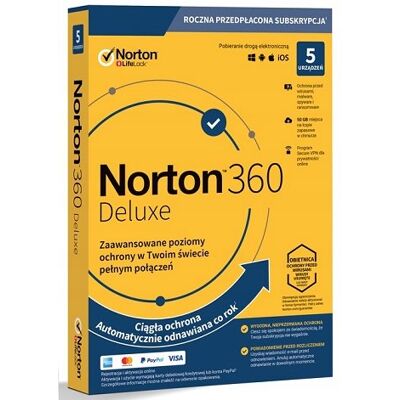 Norton LifeLock Norton 360 Deluxe - 5 Urządzeń, 50 GB Chmury - Oprogramowanie Bezpieczeństwa Norton LifeLock Norton 360 Deluxe - 5 Urządzeń, 50 GB Chmury - Oprogramowanie Bezpieczeństwa