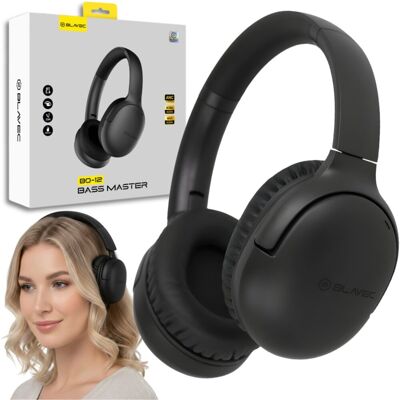 Blavec Słuchawki Bezprzewodowe Nauszne z mikrofonem Bluetooth 5.4 ANC BO-12 Bass Master czarne Blavec Słuchawki Bezprzewodowe Nauszne z mikrofonem Bluetooth 5.4 ANC BO-12 Bass Master czarne
