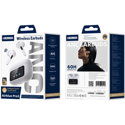 JELLICO słuchawki bezprzewodowe Bluetooth (ANC) z wyświetlaczem - AirBlue Pro 3 białe JELLICO słuchawki bezprzewodowe Bluetooth (ANC) z wyświetlaczem - AirBlue Pro 3 białe
