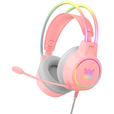 ONIKUMA Słuchawki przewodowe RGB LED X15 PRO Różowe Mikrofon Podświetlenie ONIKUMA Słuchawki przewodowe RGB LED X15 PRO Różowe Mikrofon Podświetlenie