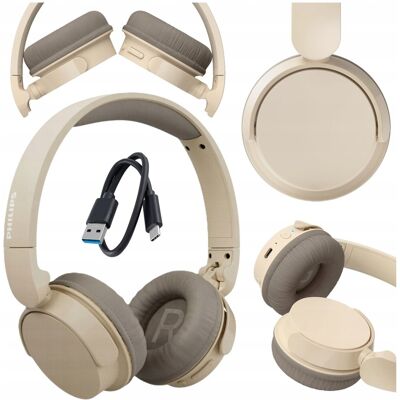 Philips SŁUCHAWKI BEZPRZEWODOWE NAUSZNE BLUETOOTH BEŻOWE DO MUZYKI I ROZMÓW Philips SŁUCHAWKI BEZPRZEWODOWE NAUSZNE BLUETOOTH BEŻOWE DO MUZYKI I ROZMÓW