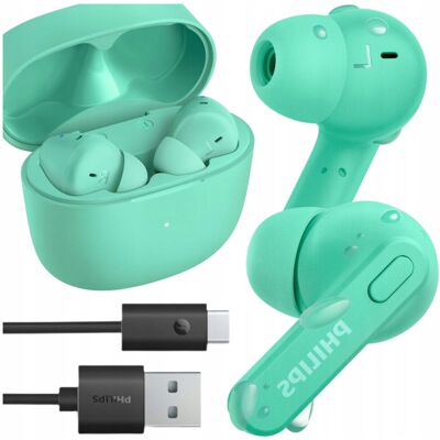Philips SŁUCHAWKI TRUE WIRELESS BLUETOOTH ZIELONE Z ETUI ŁADUJĄCYM IPX4 Philips SŁUCHAWKI TRUE WIRELESS BLUETOOTH ZIELONE Z ETUI ŁADUJĄCYM IPX4