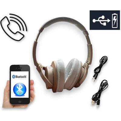 Inny producent SŁUCHAWKI BEZPRZEWODOWE BLUETOOTH NAUSZNE MIKROFON 2W1 PRZEWODOWE BEŻOWE Inny producent SŁUCHAWKI BEZPRZEWODOWE BLUETOOTH NAUSZNE MIKROFON 2W1 PRZEWODOWE BEŻOWE