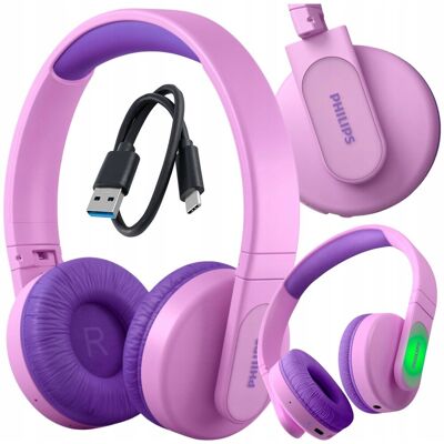 Philips SŁUCHAWKI BEZPRZEWODOWE DLA DZIECI RÓŻOWE LED Z OGRANICZENIEM GŁOŚNOŚCI Philips SŁUCHAWKI BEZPRZEWODOWE DLA DZIECI RÓŻOWE LED Z OGRANICZENIEM GŁOŚNOŚCI