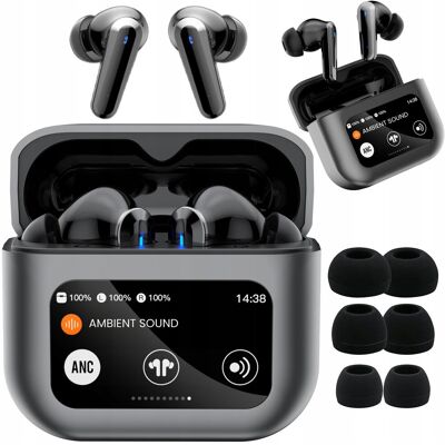 NejtStyle SŁUCHAWKI BEZPRZEWODOWE DOKANAŁOWE BLUETOOTH 5.4 ANC DOTYKOWY WYŚWIETLACZ NejtStyle SŁUCHAWKI BEZPRZEWODOWE DOKANAŁOWE BLUETOOTH 5.4 ANC DOTYKOWY WYŚWIETLACZ