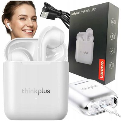 IBM Słuchawki bezprzewodowe douszne bluetooth wodoodporne białe Lenovo LP2 Pro IBM Słuchawki bezprzewodowe douszne bluetooth wodoodporne białe Lenovo LP2 Pro