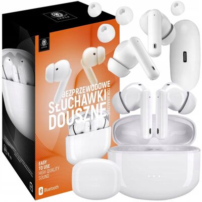 Słuchawki Bezprzewodowe Lewer Usb-C Douszne Mikrofon Białe Bluetooth 5.3 Słuchawki Bezprzewodowe Lewer Usb-C Douszne Mikrofon Białe Bluetooth 5.3