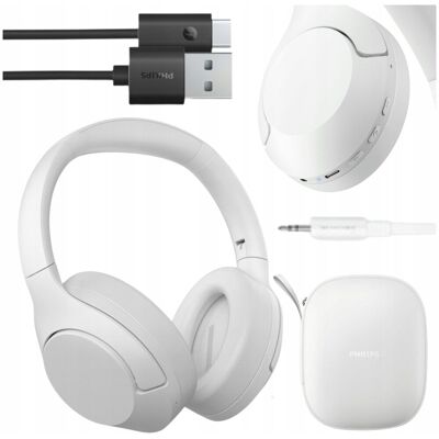 SŁUCHAWKI BEZPRZEWODOWE NAUSZNE BLUETOOTH Z ANC 60H PHILIPS BIAŁE WYGODNE SŁUCHAWKI BEZPRZEWODOWE NAUSZNE BLUETOOTH Z ANC 60H PHILIPS BIAŁE WYGODNE