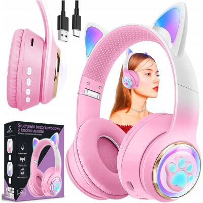 Inny producent SŁUCHAWKI BEZPRZEWODOWE PREMIUM NAUSZNE DLA DZIECI RGB KOCIE USZY BT LED Inny producent SŁUCHAWKI BEZPRZEWODOWE PREMIUM NAUSZNE DLA DZIECI RGB KOCIE USZY BT LED