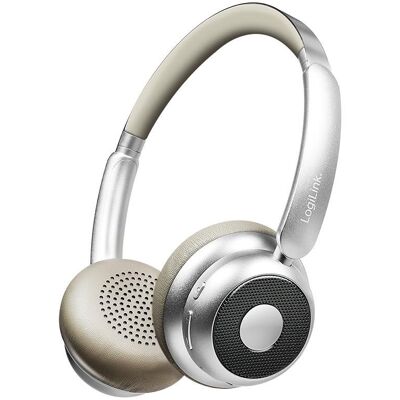 Słuchawki bezprzewodowe z mikrofonem LogiLink BT0072BR Bluetooth 6.0 ANC srebrne Słuchawki bezprzewodowe z mikrofonem LogiLink BT0072BR Bluetooth 6.0 ANC srebrne