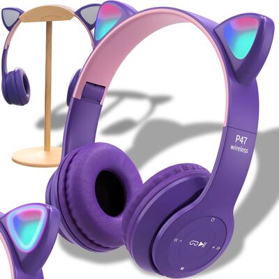 Retoo SŁUCHAWKI DLA DZIECI BLUETOOTH KOCIE USZY KOT LED RGB NAUSZNE MIKROFON Retoo SŁUCHAWKI DLA DZIECI BLUETOOTH KOCIE USZY KOT LED RGB NAUSZNE MIKROFON
