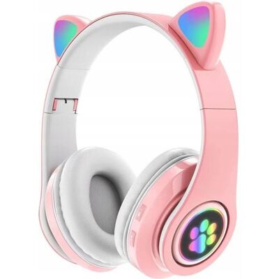 APPIO Słuchawki Dla Dzieci Kocie Uszy Bluetooth B39 Led Różowe APPIO Słuchawki Dla Dzieci Kocie Uszy Bluetooth B39 Led Różowe