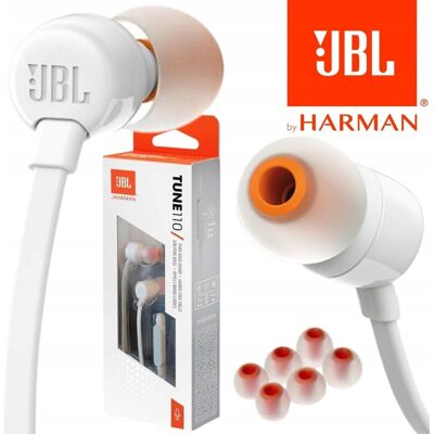 Słuchawki dokanałowe JBL T110 białe BAS Słuchawki dokanałowe JBL T110 białe BAS