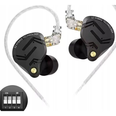 Słuchawki Dokanałowe Metalowe Kz Zs12 Pro X Ze Strojeniem 4 Przełączniki Słuchawki Dokanałowe Metalowe Kz Zs12 Pro X Ze Strojeniem 4 Przełączniki
