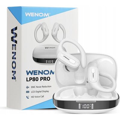 Wenom Sportowe słuchawki LP-80 Bluetooth 5.3 PRO bass Bezprzewodowe Rozmowy Białe Wenom Sportowe słuchawki LP-80 Bluetooth 5.3 PRO bass Bezprzewodowe Rozmowy Białe
