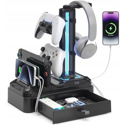 Inny producent STOJAK NA SŁUCHAWKI GAMINGOWE Z ŁADOWANIEM USB ORGANIZER Z SZUFLADĄ Inny producent STOJAK NA SŁUCHAWKI GAMINGOWE Z ŁADOWANIEM USB ORGANIZER Z SZUFLADĄ