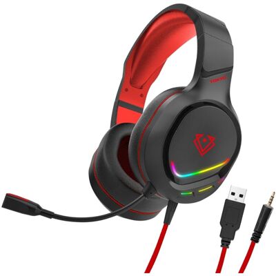 Vertux Słuchawki Gamingowe z Mikrofonem RGB Tokyo Czerwone Vertux Słuchawki Gamingowe z Mikrofonem RGB Tokyo Czerwone