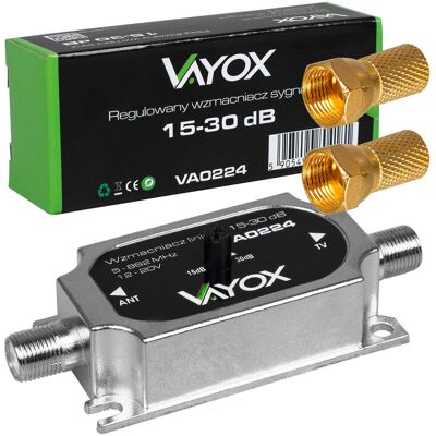Inny producent Zestaw Wzmacniacz Antenowy Dvb-T2 Tv Regulowany 15-30db 4k Zasilacz Vayox Inny producent Zestaw Wzmacniacz Antenowy Dvb-T2 Tv Regulowany 15-30db 4k Zasilacz Vayox