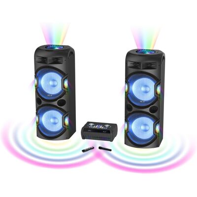 Akai Y5 Zestaw nagłośnieniowy 480W RMS 4×15' Bluetooth Karaoke LED Akai Y5 Zestaw nagłośnieniowy 480W RMS 4×15' Bluetooth Karaoke LED