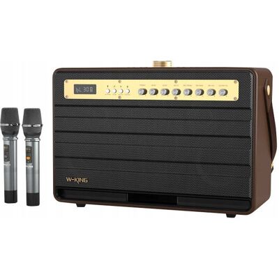 Głośnik bezprzewodowy W-KING K6L 120W + 2 mikrofony (brązowy) Głośnik bezprzewodowy W-KING K6L 120W + 2 mikrofony (brązowy)