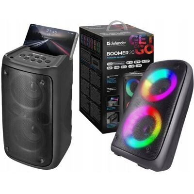 GŁOŚNIK PRZENOŚNY DEFENDER BOOMER 20 CZARNY 20 W BLUETOOTH USB RADIO LED GŁOŚNIK PRZENOŚNY DEFENDER BOOMER 20 CZARNY 20 W BLUETOOTH USB RADIO LED