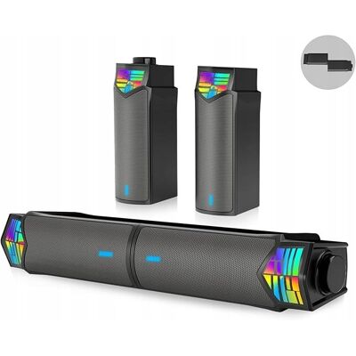Inny producent Smalody Głośnik 2 w 1 Bluetooth z Oświetleniem RGB Zdejmowany Soundbar Inny producent Smalody Głośnik 2 w 1 Bluetooth z Oświetleniem RGB Zdejmowany Soundbar