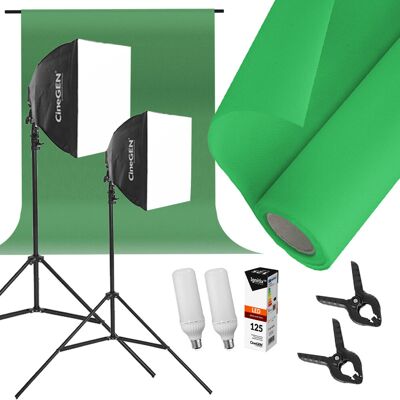 CineGEN Profesjonalny Zestaw do Studio Tło + Stelaż + 2x Lampa Softbox 2x 60x60cm 125W LED CineGEN Profesjonalny Zestaw do Studio Tło + Stelaż + 2x Lampa Softbox 2x 60x60cm 125W LED