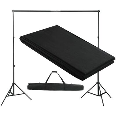 VidaXL System Zawieszenia Tła Z Czarnym Tłem 300 X 300 Cm VidaXL System Zawieszenia Tła Z Czarnym Tłem 300 X 300 Cm