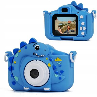 Aparat Cyfrow 48mp Kamera 1080p Dla Dziecka 5x Gry Mp3 Xrec X2 / Dinozaur Niebieski Aparat Cyfrow 48mp Kamera 1080p Dla Dziecka 5x Gry Mp3 Xrec X2 / Dinozaur Niebieski