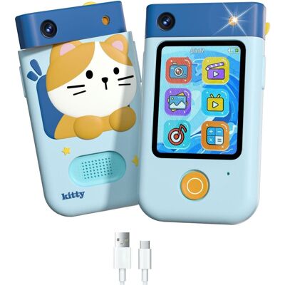 XREC Aparat Cyfrowy 48mp Kamera 1080p Dla Dziecka Gry Latarka Mp3 Budzik Telefon / Bls-i9 / Niebieski Kotek XREC Aparat Cyfrowy 48mp Kamera 1080p Dla Dziecka Gry Latarka Mp3 Budzik Telefon / Bls-i9 / Niebieski Kotek