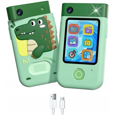 XREC Aparat Cyfrowy 48mp Kamera 1080p Dla Dziecka Gry Latarka Mp3 Budzik Telefon / Bls-i9 / Zielony Dinozaur XREC Aparat Cyfrowy 48mp Kamera 1080p Dla Dziecka Gry Latarka Mp3 Budzik Telefon / Bls-i9 / Zielony Dinozaur
